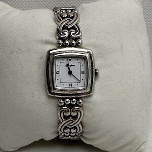 Brighton Santa Rosa Silver Adjustable Toggle Closure Watch w/ Roman Numerals
